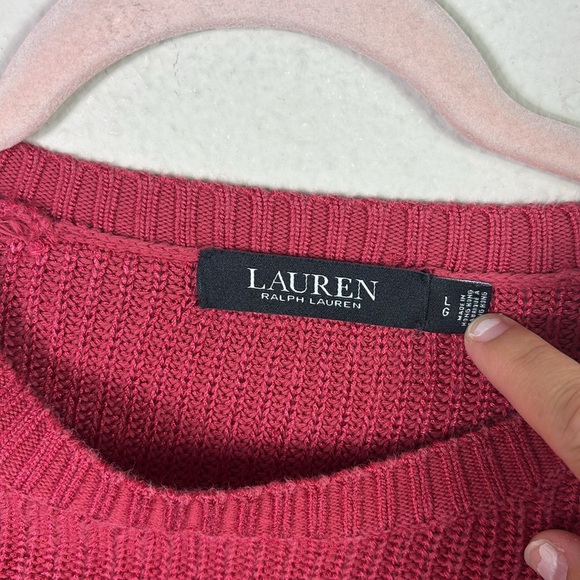 Lauren Ralph Lauren Black Label Wine Red Burgundy Cable-Knit Crewneck Sweater L - Picture 3 of 10